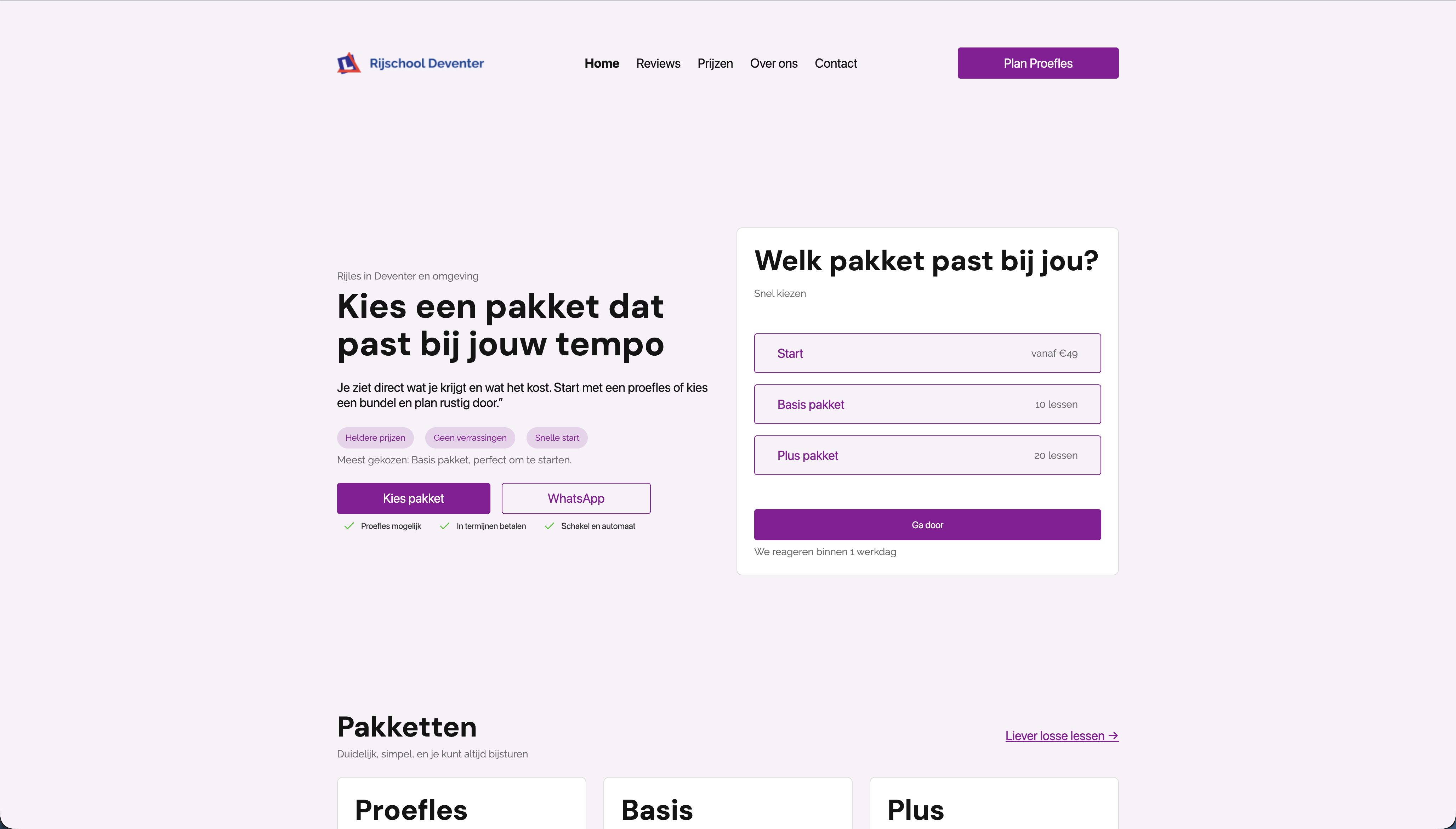 Rijschool, Paars